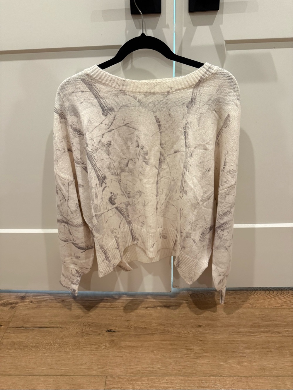 Altar'd State Cream Marble-Print Off-the-Shoulder Sweater